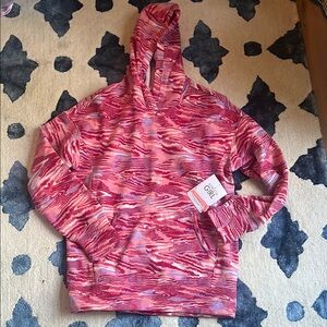 Athleta Girl XXL 16 Pink and Red Patterned Hoodie NEW